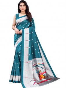 Wedding Wear Green Beautiful Silk Saree 