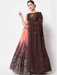 Brown Color Shaded Indian Lehenga