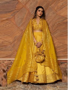 Mustard Yellow Color Indian Designer Lehenga