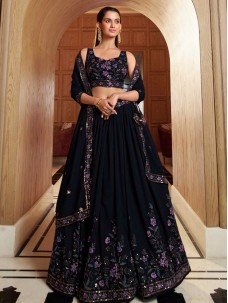 Navy Blue Color Party Wear Lehenga