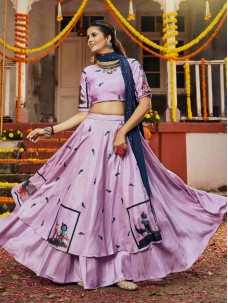 Indian Navratri Dusty Pink Color Lehenga