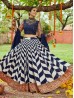 White and Navy Color Combination Indian Lehenga