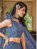 Blue Color Foil Print Fancy Lehenga Suit