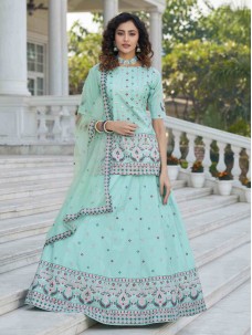 Sky Blue Designer Sequince Work Lehenga