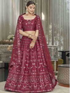 Maroon Color Heavy Bridal Wear Lehenga