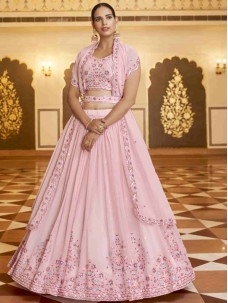 Pink Color Designer Indian Sangeet Lehenga