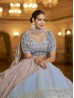 Sky Dusty Pink Color Indian Lehenga