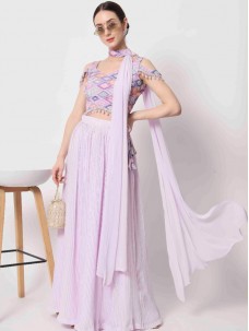 Lavender Georgette Indian Stylish Lehenga