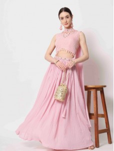 Pink Color Georgette Fabric Designer lehenga