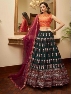 Green Color Stylish Indian Lehenga