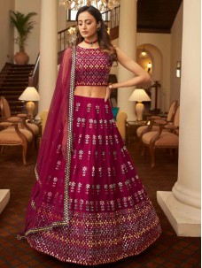 Deep Pink Color Indian Lehenga
