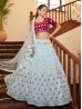 Sky Blue Color Bridal Sangeet Wear Womens Lehenga