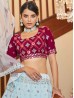 Sky Blue Color Bridal Sangeet Wear Womens Lehenga