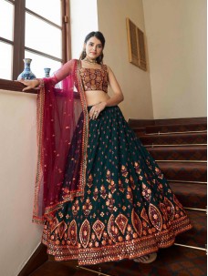 Green Deep Pink Bridal Wera Designer Indian Lehenga