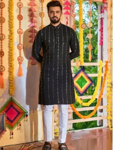 Mens Black Color Fancy Kurta