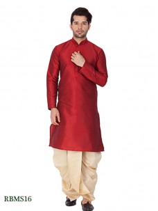 Maroon n Beige Color Dhoti Kurta