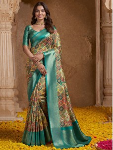 Multicolor Designer Silk Indian Saree