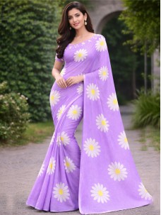 Lavender Color Party Wear Saree