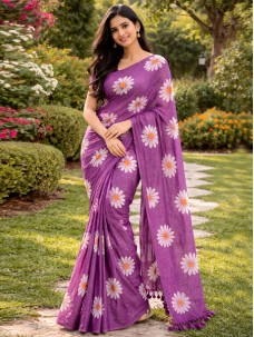 Purple Color Indian Stylish Saree