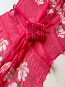 Bright Pink Color Indian Saree