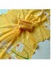 Yellow Linen Cotton Saree with Stylish Floral Prints
