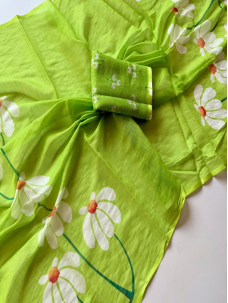 Indian Beautiful Printed Linen Saree