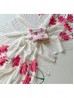 Most Beautiful White and Red Flower Linen Saree