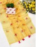 Checks Print Yellow Color Floral Print Indian Saree