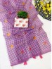 Checks Print Purple Color Floral Print Indian Saree