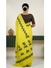 Cotton Linen Printed Yellow Color Beautiful Saree