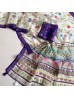 Flower Print Stylish Cotton Linen Saree