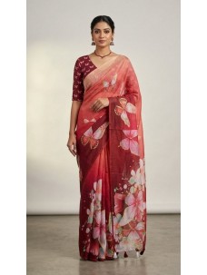 Cotton Linen Two Tone Color Beautiful Saree