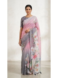 Beautiful Stylish Cotton Printed Linen Saree 