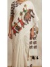 Off White Color Elephant Print Indian Saree