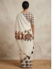 Off White Color Elephant Print Indian Saree