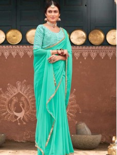 Party Wear Green Color Saree