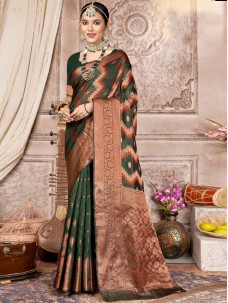 Green Color Indian Traditional Wear Women's Saree
