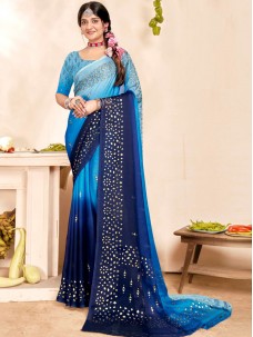 Party Wear Indian Crepe Fabric Designer Saree