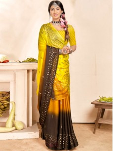 Light Yellow Color Two Tone Indian Saree