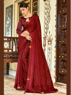 Maroon Color Designer Printed Saree