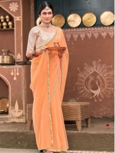 Orange Color Designer Georgette Saree