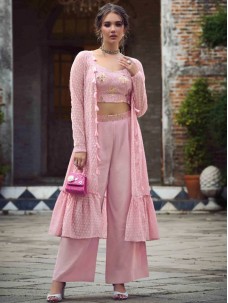 Dusty Pink Color Three Peace Co-Ord Suit Set