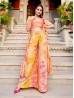 Yellow Color Silk Fabric Three Peace Suit Set