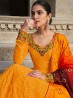 Yellow Color Long Embroidery Work Gown Style Suit
