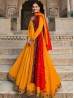 Yellow Color Long Embroidery Work Gown Style Suit