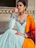 Sky Color Thread Work Long Suit