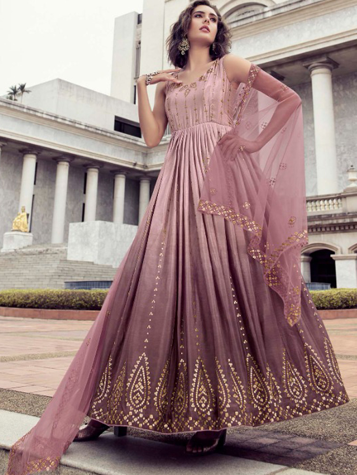 Yellow Anarkali style Suit Faux Georgette | Anarkali dress, Indian wedding  dress designers, Anarkali gown