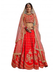 RED COLOR BRIDAL WEAR DESIGNER LEHENGA